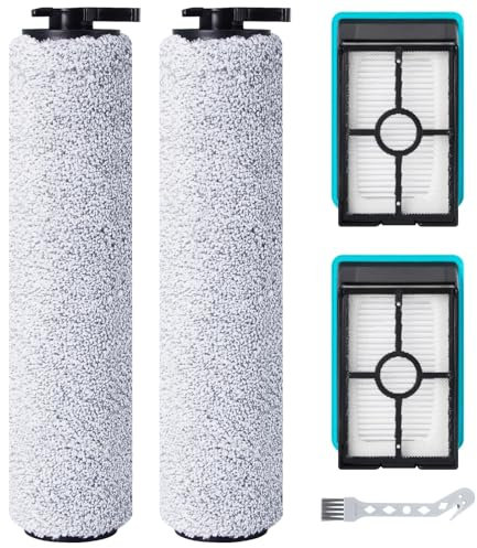 Fixbetter Rouleau de brosse de rechange et filtre HEPA pour Bissell CrossWave HF2/3845N/3831 Aspirateur Balai Laveur à Câble, 2 rouleaux de brosse + 2 filtres HEPA + 1 brosse de nettoyage