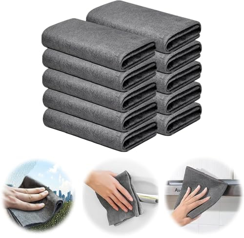 flintronic 10PCS Paño de Limpieza Mágico, 30x30CM Bayetas Microfibra para Cristales sin Pelusa, Bayetas de Limpieza de Microfibra sin Rayas Reutilizables para Limpiar Cristales para Ventana, Coche