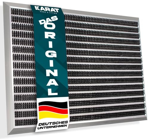 KARAT Fußmatte „Spectral“ mit Aluminiumrahmen für innen & außen - rostfrei & wetterfest - Haustür Fußabtreter - Türmatte Eingangsmatte (Bürste. 47 x 68 cm)