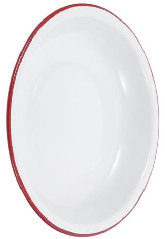 Hemobllo Enamel Plates Bowls Retro Flair Dinnerware Deep Salad Pasta Bowls Serving Dishes for Outdoor Picnic BBQ