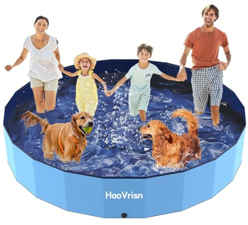 HaoVrisn Piscina per Cani Grandi, 160x30CM Piscina Bambini e Animali Domestici, Antiscivolo e PVC Ispessito, Piscina Cani con Toppe e Valvola di Scarico (160 * 30cm)