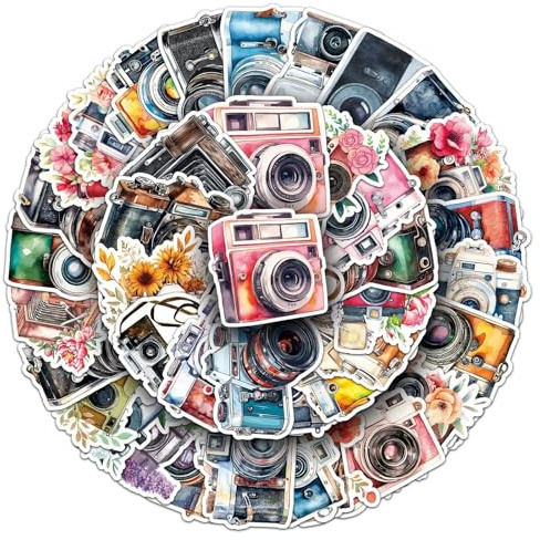 Retro-Kamera Aufkleber Retro Camera Stickers 50 Stück Skateboard Graffiti Aufkleber Motorräder Fahrrad Snowboard Gepäck Laptop Auto Koffer für Kinder und Jugendliche Wasserdichte Vinyl Decals