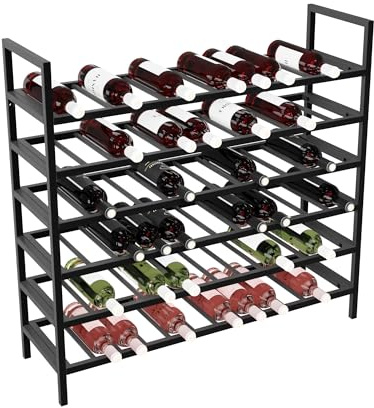 MetaloPro Étagère à Vin Jerez 72 Bouteilles - Casier à Vin en Métal Noir, Range Bouteilles Grande Capacité, Meuble Cave à Vin Stable pour Cuisine, Cave ou Bar, 95x100x30 cm