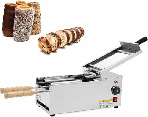 Commercial Electric Chimney Cake Oven with Rollers, Hungarian Cake Pop and Ice Cream Cone Maker, Ideal for Restaurants, Home Kitchens, and Snack Bars