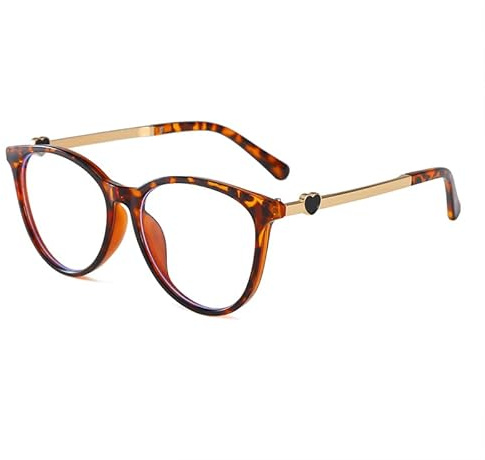 Long Keeper Blaulichtfilter Brille für Damen Runde Rahmen Ohne Stärke Computerbrille Blaulichtbrille Anti Müdigkeit für Gaming, TV, PC