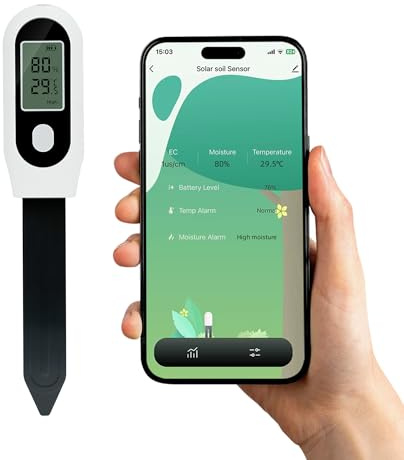 Wigearss Zigbee Bodenfeuchtesensor Licht, Tuya Smart Life Home Assistant | Bodenfeuchtigkeit 0-100%, Temperatur 0–60°C, Lichtintensität (Stufen), Tuya Smart Life & Home Assistant ZHA/Zigbee2MQTT