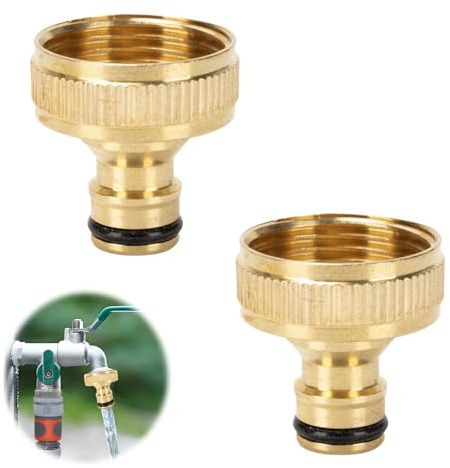 2 Pièces Raccord de Tuyau d'Arrosage, Robinet Femelle 1 Adaptateurs de Connexion Filetés en Laiton Rapide, Connecteur de Tuyaux à Filetage pour Les Pièces la Maison Maison Intérieur et Extérieur