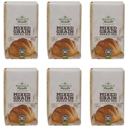 Wright's Baking Mixed Grain Bread Mix 6X500g - High Fibre Bread Mix with 8 Seeds & Grains, Simply Add Water, for Easy Home Baking by Hand or Bread Machine