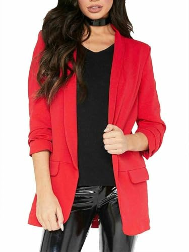 Crazy Girls Fashion New Ladies Frill Ruffle 3/4 Sleeve Duster Coat Women Jacket Blazer UK 8-26