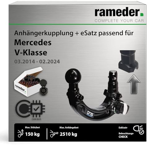 Anhängerkupplung abnehmbar Oris passend für Mercedes V-Klasse Typ W447 Baujahr: 2014-2024 inkl. 13 poligem spezifischen CAN-Bus Elektrosatz | rameder. Komplettsatz - AK41_F4B