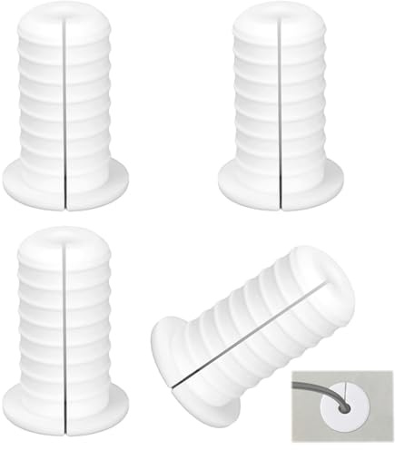 4Pcs Wall Cable Grommet, White Wall Bushing for Starlink Cable, 3/4 Inch Desk Hole Cover with 19mm Thread, Cable Wall Grommet for TV Stand, Router & Ethernet Cord Organization