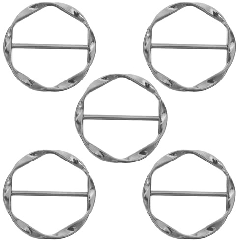 WESIEVYA 5pcs Scarf Ring Clips Metal round Buckles Decorative Clothes Corner Knot Buttons Shirt Ties Clips for Women Fashion