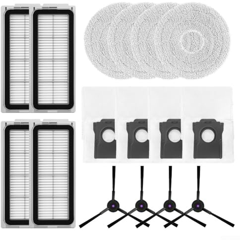 Caswynlife Kit de repuesto para aspiradora robot Cecotec Conga-X50, con filtros de alta eficiencia, paños de fregona, bolsas higiénicas para polvo y cepillos laterales de esquina para el hogar (A)