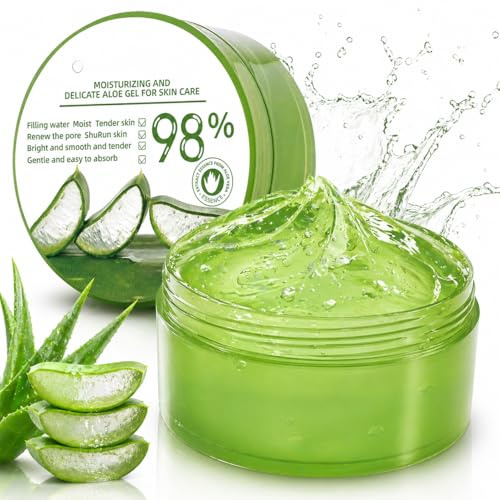 Aloe Vera Gel - 98% Aloe Vera Gel Organic 300 ml - natürliche Aloe-Creme für trockene Haut - Sonnenbrand - Feuchtigkeitscreme für Gesicht und Körper - After Sun Lotion