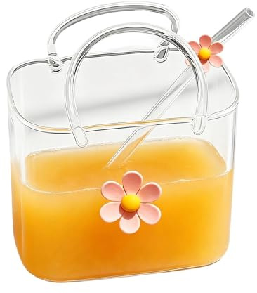 Bicchiere Cocktail A Borsetta | Da Cocktail Trasparente A Forma Di Borsa 770ml - Bicchiere A Borsetta In Con Cannuccia Per Bevande | per Tè Succhi di Frutta Compleanni Feste Vacanze Riunioni a Casa Ma