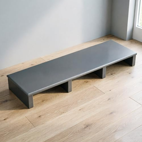 Marchepied en Bois Massif, intérieur et extérieur, avec Coussinets antidérapants,capacité de 200 kg, Aucun Assemblage requis,Marche de Chevet pour Personnes âgées - Gris(80×30×15cm)