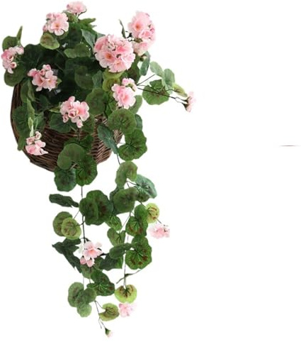 USOHJZ 2 Pcs Artificial Hanging Flowers Begonia Silk Plants Geranium for Outdoor Indoor Patio Garden Decor(Light Pink)