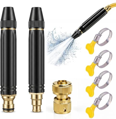 2 Piezas de Boquilla de Agua de Alta Presion, Pistola de Limpieza Multifuncional, a Prueba de Fugas y Ajustable, Boquilla de Alta Presión para Manguera de Jardin, para Lavado de Coches y Jardinería