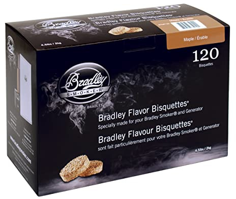 Bradley Smoker Maple 120 Pack | For Grilling and BBQ, Pure 100% Natural Woods