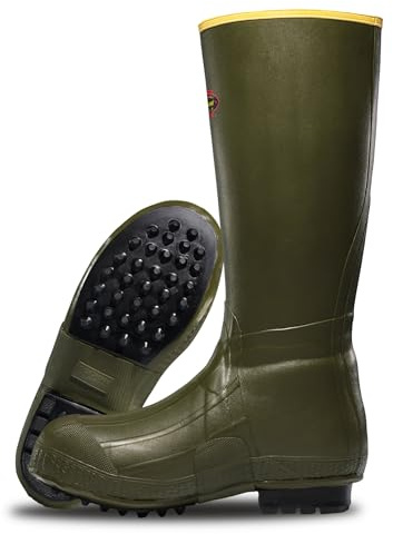 LaCrosse Burly 18” Waterproof Work Boots for Men - 100% Waterproof Rubber, with Insulating Wool Felt Midsole and High-Traction Air-Grip Outsole - Olive Drab Green - 9