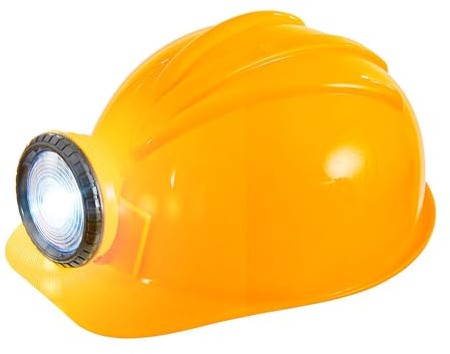 W WIDMANN MILANO Party Fashion - Bauarbeiterhelm mit Lampe | Helm aus Hartplastik für Erwachsene für Goldgräber Kostüm, Karneval und Mottoparty