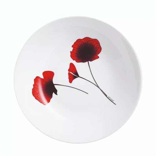 Luminarc Arcopal Bertille - Plato hondo (20 cm), diseño floral rojo y blanco
