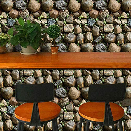 Selbstklebende Tapete 3D Stereo Steinoptik Tapete PVC Retro Wanddeko Wallpaper Stein Muster Tapete Wasserdicht Dekofolie für Möbel Wandtür Wohnzimmer Restaurant (200cm, A7)