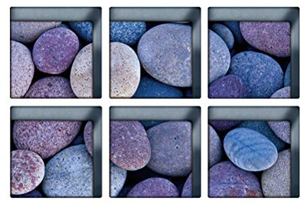 VOSAREA 6 Pcs 3D Autocollants De Baignoire Antidérapant Imperméable Amovible Amovible Décalques de Cobblestone Stickers Muraux pour Salle De Bains Toilette