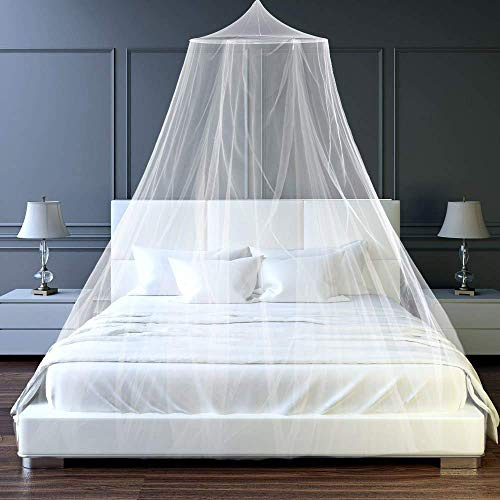Funmo - Bett Moskitonetz，Moskitonetz, Insektensicher, Geeignet für Einzelbett und Kinderbett Moskitonetz, Keine Hautreizung, Geeignet für Indoor Outdoor Reise travel (Weiß)