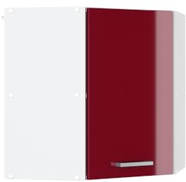 Vicco Eckhängeschrank R-Line, Rot Hochglanz, 57 cm | Verbindet zwei Küchenseiten · 1 Einlegeboden · 1 Tür · Tiefe – 31 cm · Platzsparende Ecklösung ✓