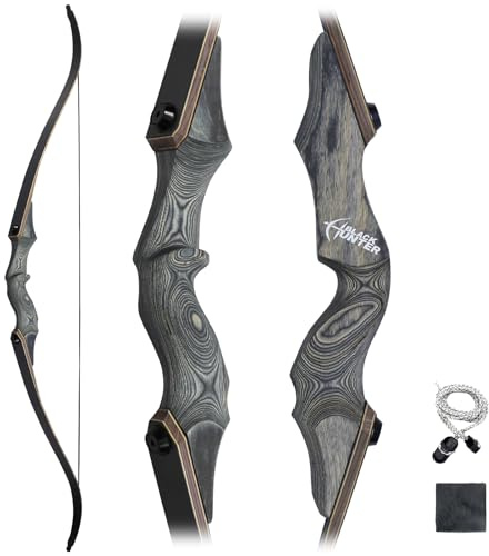 Obert Black Hunter 60 Zoll 20-60lbs Profi Bogenschießen Recurvebogen | Takedown Recurvebogen Set Rechtshand mit Holzbogengriff Jagdbogen,Bogen für Erwachsene Sportbogen