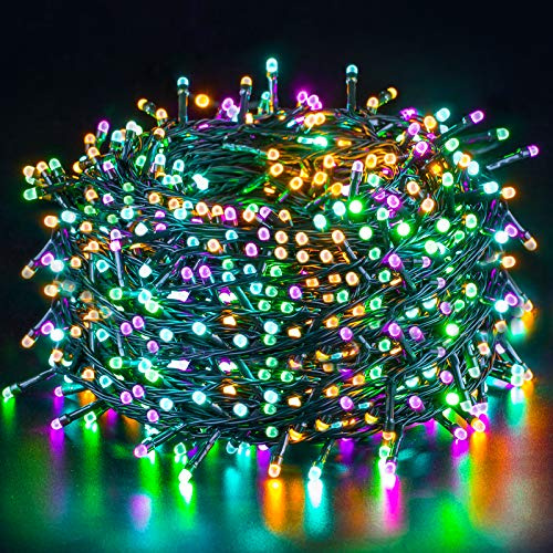Quntis Luces Navidad Exterior 50M 500 LED, Luces Arbol Navidad Colores Cadena de Luz IP44 Guirnaldas Luminosas para Exterior, Fiesta, Jardín, Bodas