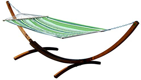 ASS Cadre hamac 400cm XXL en Bois de mélèze hamac Marron foncé avec Tige Sosua 120x200 cm