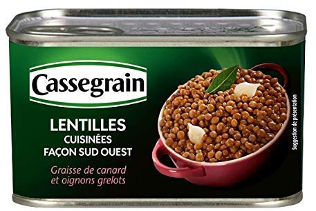 CASSEGRAIN - Lentilles Façon Sud-Ouest Graisse De Canard Oignons Grelots 410G - Lot De 2 - meilleure offre