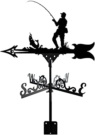 YDHNB Weathervane Stainless Steel Weather Vane, Retro Fishing Farm Scene Garden Stake Wind Vane, Decorative Wind Direction Indicator for Outdoor Farm