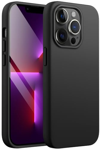 JETech Silikon Hülle für iPhone 13 Pro Max, Schwarz | Seidig Weiches Gefühl, Stoßschutz, Kratzfest, Mikrofaser-Innenfutter