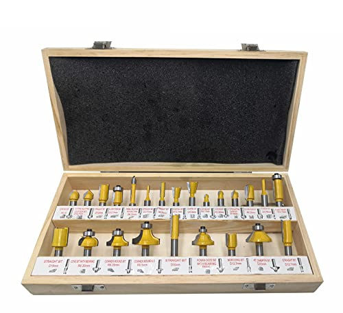 24Pcs Router Bit Set Holzbearbeitung Router Bits Set Fräser für Holz Flush Gerade Fase Trimmen Gravierwerkzeug