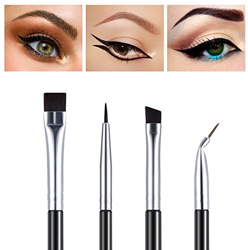Nuenen 4 Pcs Eyeliner Brush Kit Makeup Brush for Detailed Precision Eyeliner, Eyebrow Filling, Body or Face Painting