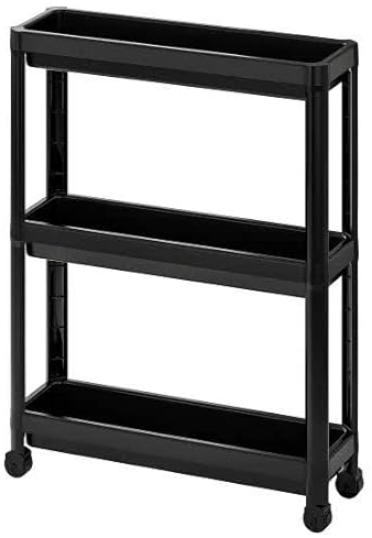 Generisch Küchenwagen mit 3 Ebenen, Rollwagen Nischenregal auf Rollen, platzsparendes Badregal und Küchenregal für Küche Büro Bad, 54x18x71cm, schwarz