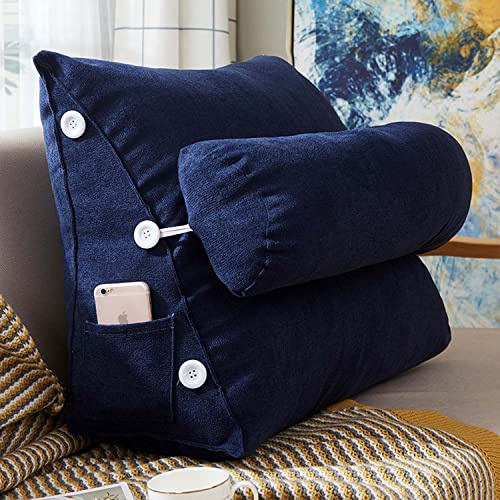 Almohada de cuña para lectura y televisión, cojín de apoyo lumbar trasero con cuello ajustable, funda suave extraíble para cabecero, respaldo para sofá cama