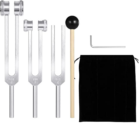 (128Hz, 256Hz, 512Hz) Stimmgabel-Set, Stimmgabeln mit Reflexhammer für/Heilung/Klangtherapie/-Reparatur