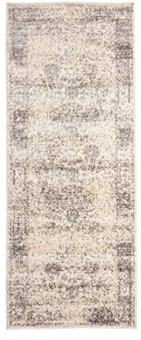 Mazovia Teppich Eingangsbereich 80x250cm Creme Vintage Weich Pflegeleicht | Teppich für Büro Schlafzimmer Wohnzimmer Esszimmer Beige Fußbodenheizungsgeeignet Reinigungsmittelbeständig Kurzflor Stilvoll