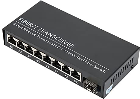 Zunate T Opiky Commutateur Gigabit, RJ45 10/100/1000M 1 Fibre 8 Ports Ethernet Monomode Double Fibre Convertisseur Gigabit Adaptatif pour la Conversion de Signal, Jusqu'à 1,25 Gbit/s