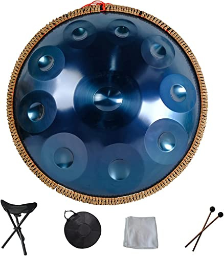 Handpan armonico Handpan Drum Handpan 432 Hz Handpan Steel Drum 9/10 Notes Strumento a percussione Professionale Handpan in Acciaio con Supporto per handpan, Custodia per handpan