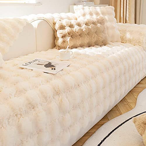 MTHGH Sofabezug Kaninchen-plüsch Dicker Sofaschoner L Form rutschfeste Sofaschoner Sofaschutz Hund Wasserdicht Dekor Perim Sofa Decken Warmer Sofa Auflagen,white-70x150cm
