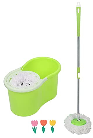 Set Clean Mop - Juego de fregona, cubo y escobilla escurridor sencillos de usar, escobas fregona con mecanismo de centrifugado integrado, para limpieza de suelo