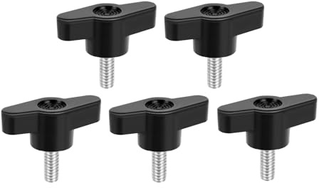 MewuDecor M6 x 15mm Z Type Handle Thumb Screws Plastic Head Mechanical Handle Bolts T-Shaped Wing Adjustable Knobs Carbon Steel, 5 PCS