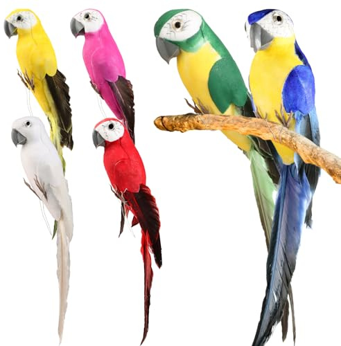 BETESSIN 6Pcs Vogel Deko Figuren Künstliche Vögel Deko 25CM Bunt Vogelfigur mit Metalldraht Mini Vogel Schaumstoff Dekofigur für Garten Frühling Verzieren Party Ostern Dekoration