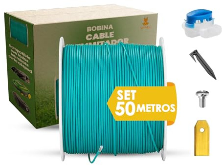 Snadi - Kit di Cavi di Delimitazione per Robot Tagliaerba, Picchetti, Connettori e Lame | 50 Metri | Ø2,7mm | Compatibilità Universale | Installazione Facile | Conduttività Ottimale