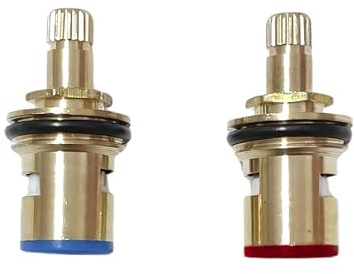 Lot de 2 cartouches de rechange pour robinet à disque en céramique, inserts de presse-étoupe en laiton avec vis de rondelle, quart de tour pour évier, salle de bain, douche, cuisine (lot de 2, froid